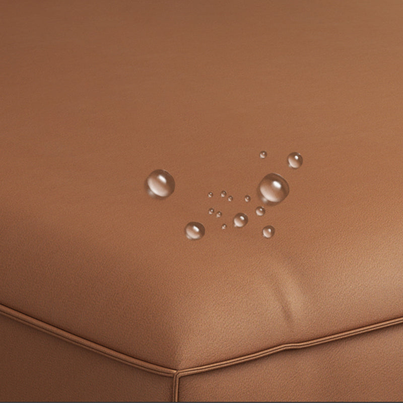 Scandinavian Tan Faux Leather Straight Arm Sofa/Sectionals with Stain-Resistant Clearhalo 'furn' 'furn_sectionals' 'Furniture' 'furniture_sectionals' 'Living Room Furniture' 'Sectionals' 5022736