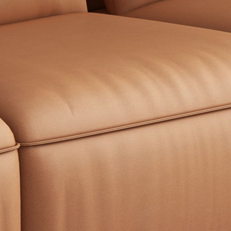 Scandinavian Tan Faux Leather Straight Arm Sofa/Sectionals with Stain-Resistant Clearhalo 'furn' 'furn_sectionals' 'Furniture' 'furniture_sectionals' 'Living Room Furniture' 'Sectionals' 5022737
