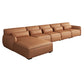 Scandinavian Tan Faux Leather Straight Arm Sofa/Sectionals with Stain-Resistant 161"L x 71"W x 29.5"H Without Ottoman Clearhalo 'furn' 'furn_sectionals' 'Furniture' 'furniture_sectionals' 'Living Room Furniture' 'Sectionals' 5022738