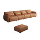 Scandinavian Tan Faux Leather Straight Arm Sofa/Sectionals with Stain-Resistant 134"L x 36"W x 29.5"H Sponge With Ottoman Clearhalo 'furn' 'furn_sectionals' 'Furniture' 'furniture_sectionals' 'Living Room Furniture' 'Sectionals' 5022742