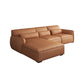 Scandinavian Tan Faux Leather Straight Arm Sofa/Sectionals with Stain-Resistant 106"L x 71"W x 29.5"H Without Ottoman Clearhalo 'furn' 'furn_sectionals' 'Furniture' 'furniture_sectionals' 'Living Room Furniture' 'Sectionals' 5022745