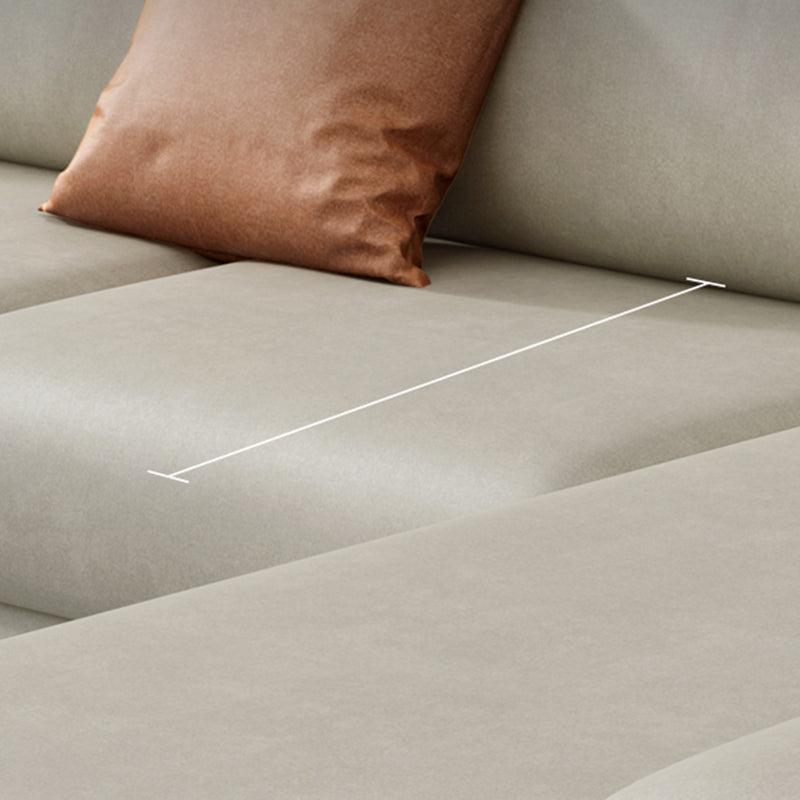 133.9"W √ó 70.87"D √ó35.43"H Faux Leather Pillow Top Arm Sectional with Stain-Resistant Clearhalo 'furn' 'furn_sectionals' 'Furniture' 'furniture_sectionals' 'Living Room Furniture' 'Sectionals' 5022772