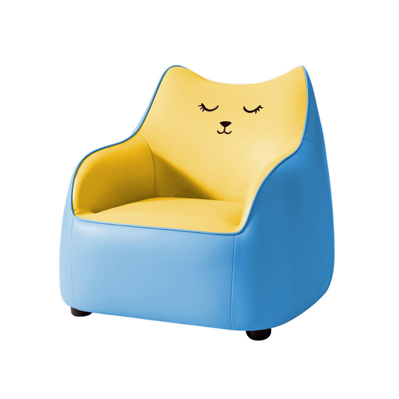 PU Chair Arms Included Basic Four Legs Chair for Living Room 27"L x 24"W x 25"H Yellow Blue Clearhalo 'Accent Chairs' 'accent_chairs' 'Chairs & Seating' 'furn' 'furn_accent_chairs' 'Furniture' 'furniture_accent_chairs' 'Living Room Furniture' 5022796