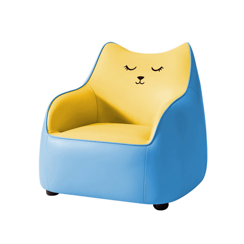 PU Chair Arms Included Basic Four Legs Chair for Living Room 23"L x 23"W x 22"H Yellow Blue Clearhalo 'Accent Chairs' 'accent_chairs' 'Chairs & Seating' 'furn' 'furn_accent_chairs' 'Furniture' 'furniture_accent_chairs' 'Living Room Furniture' 5022804