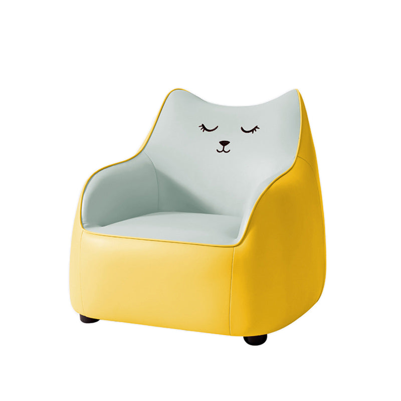 PU Chair Arms Included Basic Four Legs Chair for Living Room 23"L x 23"W x 22"H Gray Yellow Clearhalo 'Accent Chairs' 'accent_chairs' 'Chairs & Seating' 'furn' 'furn_accent_chairs' 'Furniture' 'furniture_accent_chairs' 'Living Room Furniture' 5022809