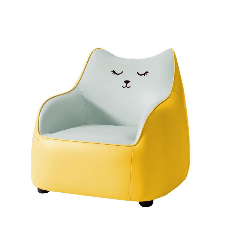 PU Chair Arms Included Basic Four Legs Chair for Living Room 27"L x 24"W x 25"H Gray Yellow Clearhalo 'Accent Chairs' 'accent_chairs' 'Chairs & Seating' 'furn' 'furn_accent_chairs' 'Furniture' 'furniture_accent_chairs' 'Living Room Furniture' 5022810