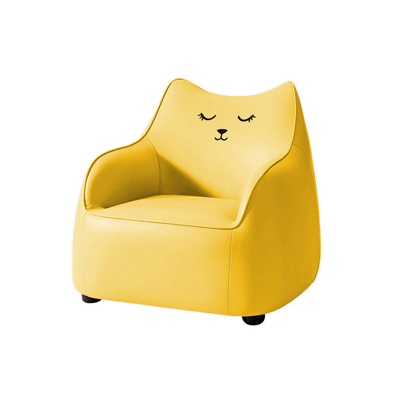 PU Chair Arms Included Basic Four Legs Chair for Living Room 23"L x 23"W x 22"H Yellow Clearhalo 'Accent Chairs' 'accent_chairs' 'Chairs & Seating' 'furn' 'furn_accent_chairs' 'Furniture' 'furniture_accent_chairs' 'Living Room Furniture' 5022812