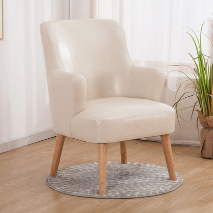 Arms Included Chair 25.1" L X29.5"W X35.8H Basic Four Legs Chair Faux Leather Beige Clearhalo 'Accent Chairs' 'accent_chairs' 'Chairs & Seating' 'Furniture' 'furniture_accent_chairs' 'Living Room Furniture' 5022823