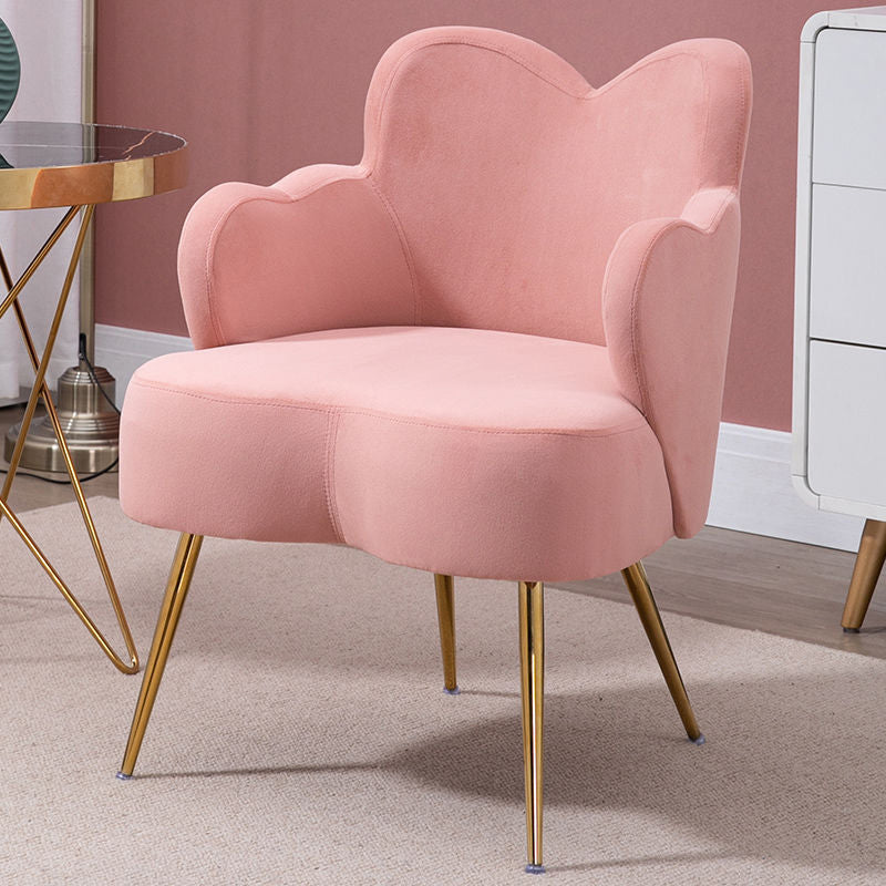 Arms Included Chair 23.6" L X23.6"W X30.7"H Basic Four Legs Chair Pink Velvet Clearhalo 'Accent Chairs' 'accent_chairs' 'Chairs & Seating' 'Furniture' 'furniture_accent_chairs' 'Living Room Furniture' 5022839
