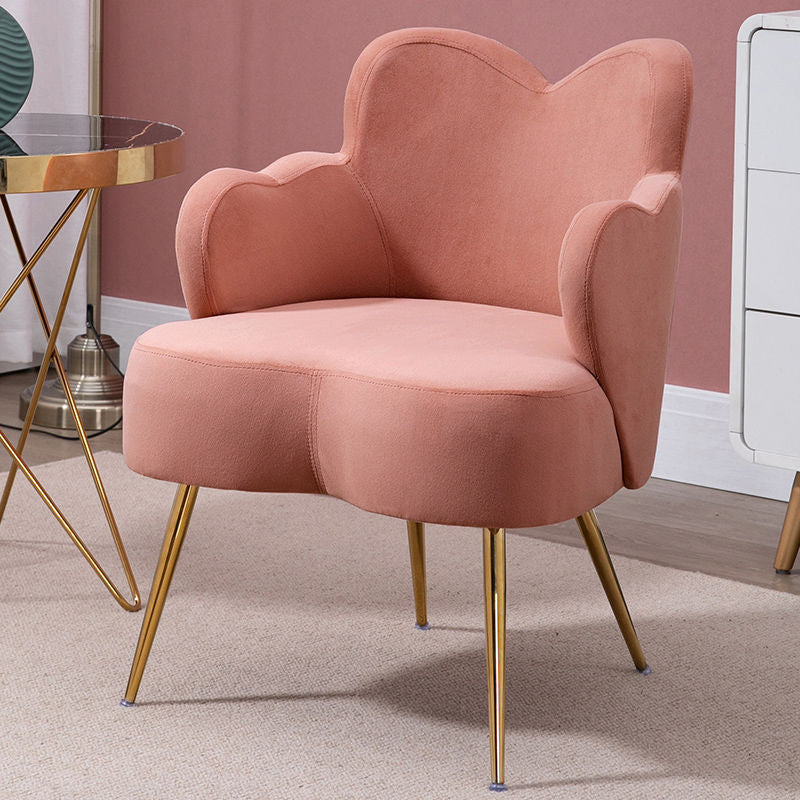 Arms Included Chair 23.6" L X23.6"W X30.7"H Basic Four Legs Chair Orange Pink Velvet Clearhalo 'Accent Chairs' 'accent_chairs' 'Chairs & Seating' 'Furniture' 'furniture_accent_chairs' 'Living Room Furniture' 5022845