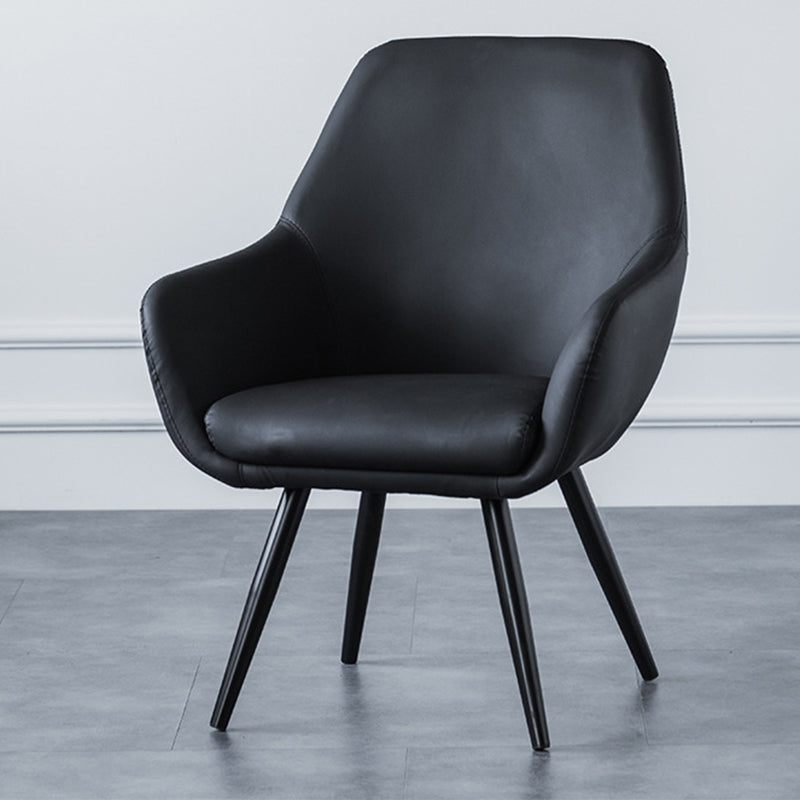 Arms Included Chair26.7" L X25.1"W X 33.4"H Basic Four Legs Chair Black PU（Polyurethane） Clearhalo 'Accent Chairs' 'accent_chairs' 'Chairs & Seating' 'furn' 'furn_accent_chairs' 'Furniture' 'furniture_accent_chairs' 'Living Room Furniture' 5022851