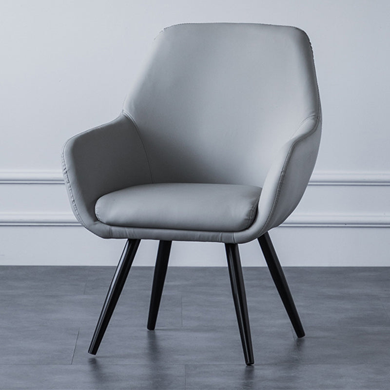 Arms Included Chair26.7" L X25.1"W X 33.4"H Basic Four Legs Chair Grey PU（Polyurethane） Clearhalo 'Accent Chairs' 'accent_chairs' 'Chairs & Seating' 'furn' 'furn_accent_chairs' 'Furniture' 'furniture_accent_chairs' 'Living Room Furniture' 5022852
