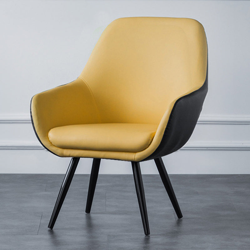 Arms Included Chair26.7" L X25.1"W X 33.4"H Basic Four Legs Chair Black-Yellow PU（Polyurethane） Clearhalo 'Accent Chairs' 'accent_chairs' 'Chairs & Seating' 'furn' 'furn_accent_chairs' 'Furniture' 'furniture_accent_chairs' 'Living Room Furniture' 5022853