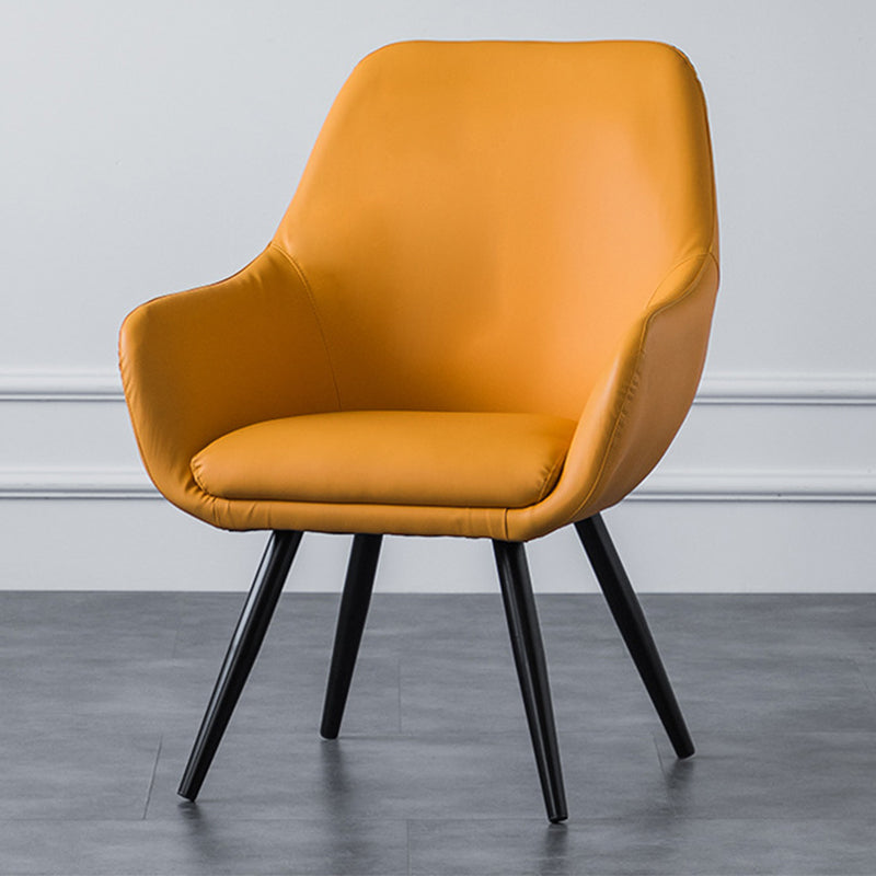 Arms Included Chair26.7" L X25.1"W X 33.4"H Basic Four Legs Chair Yellow PU（Polyurethane） Clearhalo 'Accent Chairs' 'accent_chairs' 'Chairs & Seating' 'furn' 'furn_accent_chairs' 'Furniture' 'furniture_accent_chairs' 'Living Room Furniture' 5022854