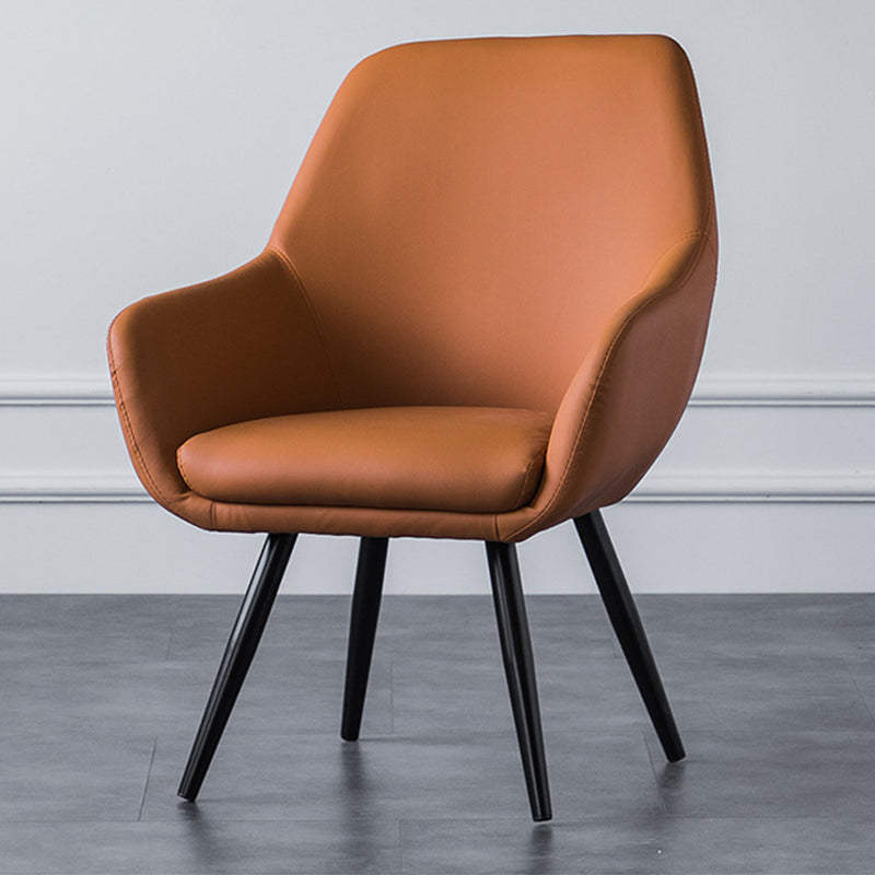 Arms Included Chair26.7" L X25.1"W X 33.4"H Basic Four Legs Chair Orange PU（Polyurethane） Clearhalo 'Accent Chairs' 'accent_chairs' 'Chairs & Seating' 'furn' 'furn_accent_chairs' 'Furniture' 'furniture_accent_chairs' 'Living Room Furniture' 5022855