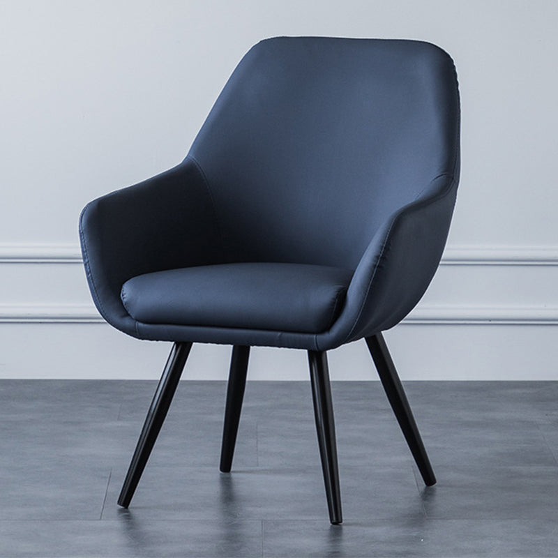 Arms Included Chair26.7" L X25.1"W X 33.4"H Basic Four Legs Chair Dark Blue PU（Polyurethane） Clearhalo 'Accent Chairs' 'accent_chairs' 'Chairs & Seating' 'furn' 'furn_accent_chairs' 'Furniture' 'furniture_accent_chairs' 'Living Room Furniture' 5022856