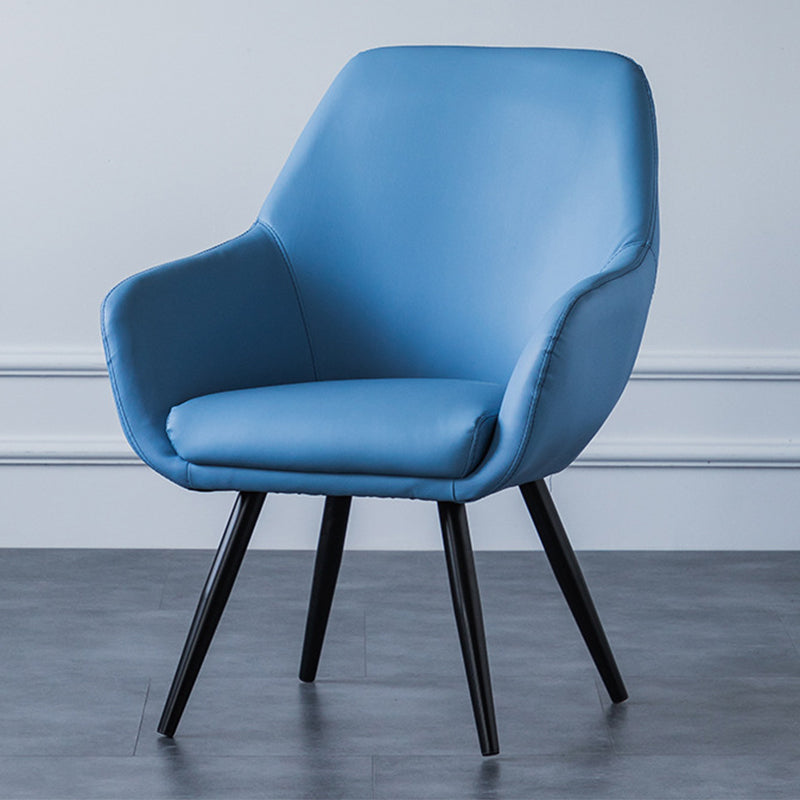 Arms Included Chair26.7" L X25.1"W X 33.4"H Basic Four Legs Chair Sky Blue PU（Polyurethane） Clearhalo 'Accent Chairs' 'accent_chairs' 'Chairs & Seating' 'furn' 'furn_accent_chairs' 'Furniture' 'furniture_accent_chairs' 'Living Room Furniture' 5022860