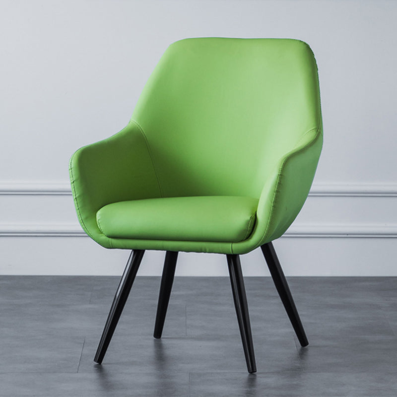 Arms Included Chair26.7" L X25.1"W X 33.4"H Basic Four Legs Chair Green PU（Polyurethane） Clearhalo 'Accent Chairs' 'accent_chairs' 'Chairs & Seating' 'furn' 'furn_accent_chairs' 'Furniture' 'furniture_accent_chairs' 'Living Room Furniture' 5022862