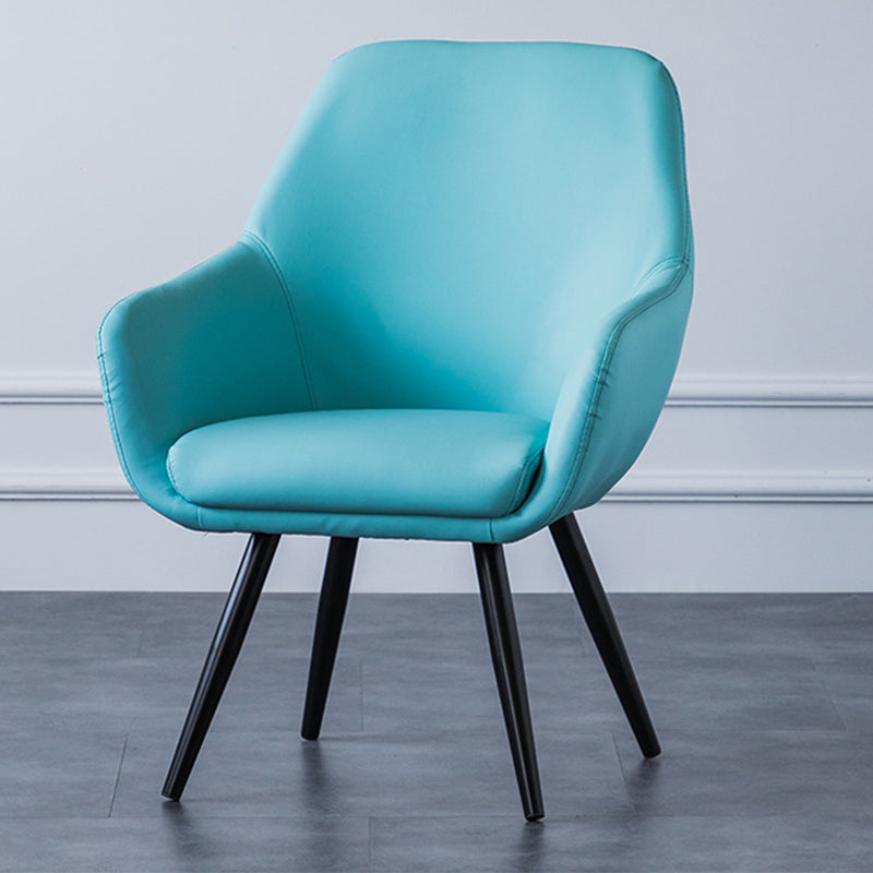 Arms Included Chair26.7" L X25.1"W X 33.4"H Basic Four Legs Chair Lake Blue PU（Polyurethane） Clearhalo 'Accent Chairs' 'accent_chairs' 'Chairs & Seating' 'furn' 'furn_accent_chairs' 'Furniture' 'furniture_accent_chairs' 'Living Room Furniture' 5022864