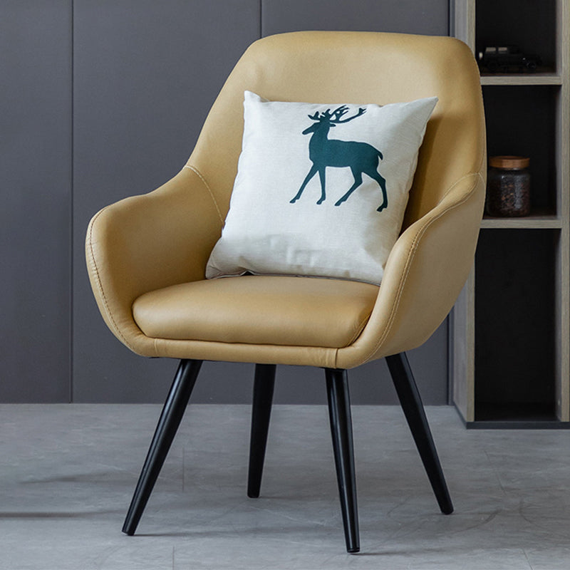 Arms Included Chair26.7" L X25.1"W X 33.4"H Basic Four Legs Chair Yellow Faux Leather Clearhalo 'Accent Chairs' 'accent_chairs' 'Chairs & Seating' 'furn' 'furn_accent_chairs' 'Furniture' 'furniture_accent_chairs' 'Living Room Furniture' 5022871