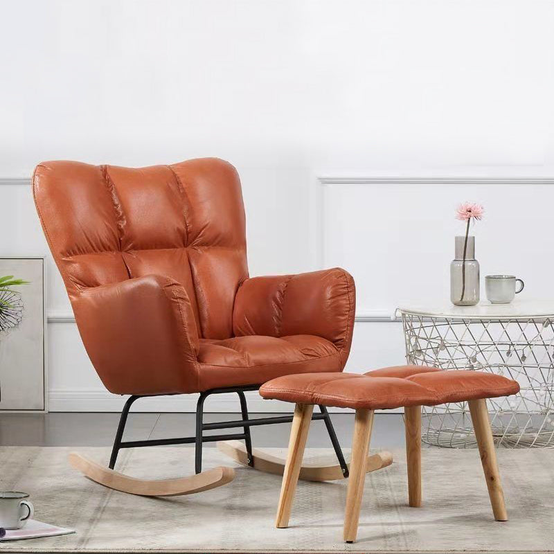 Arms Included Chair 26.7" L X29.5"W X34.6"H Chair for Living Room Orange Faux Leather Clearhalo 'Accent Chairs' 'accent_chairs' 'Chairs & Seating' 'furn' 'furn_accent_chairs' 'Furniture' 'furniture_accent_chairs' 'Living Room Furniture' 5022873