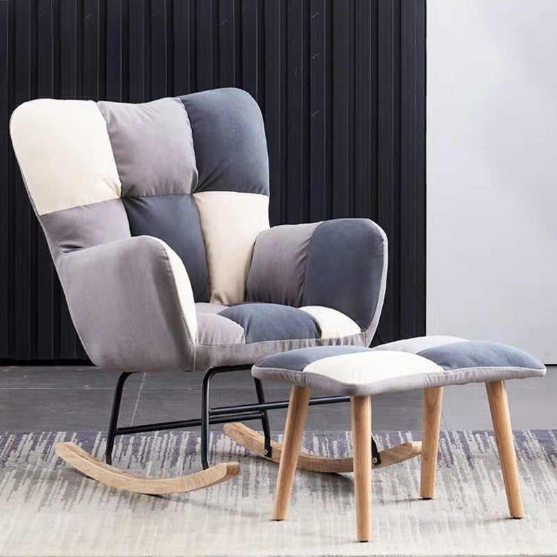 Arms Included Chair 26.7" L X29.5"W X34.6"H Chair for Living Room Black Gray-White Velvet Clearhalo 'Accent Chairs' 'accent_chairs' 'Chairs & Seating' 'furn' 'furn_accent_chairs' 'Furniture' 'furniture_accent_chairs' 'Living Room Furniture' 5022877