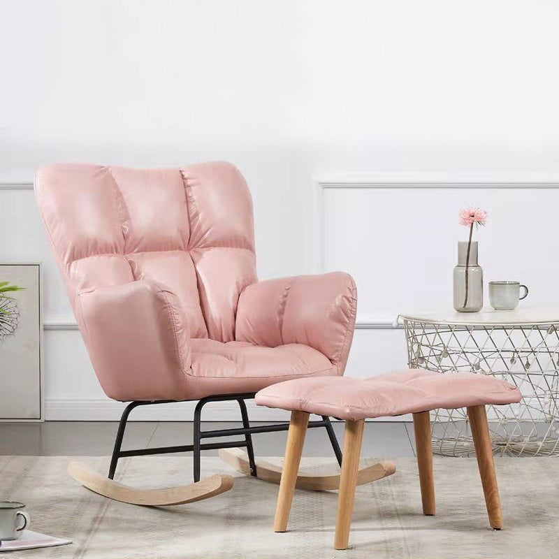 Arms Included Chair 26.7" L X29.5"W X34.6"H Chair for Living Room Pink Faux Leather Clearhalo 'Accent Chairs' 'accent_chairs' 'Chairs & Seating' 'furn' 'furn_accent_chairs' 'Furniture' 'furniture_accent_chairs' 'Living Room Furniture' 5022878