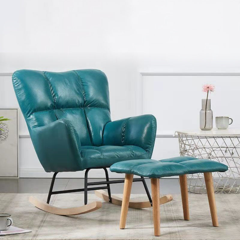 Arms Included Chair 26.7" L X29.5"W X34.6"H Chair for Living Room Green Faux Leather Clearhalo 'Accent Chairs' 'accent_chairs' 'Chairs & Seating' 'furn' 'furn_accent_chairs' 'Furniture' 'furniture_accent_chairs' 'Living Room Furniture' 5022881