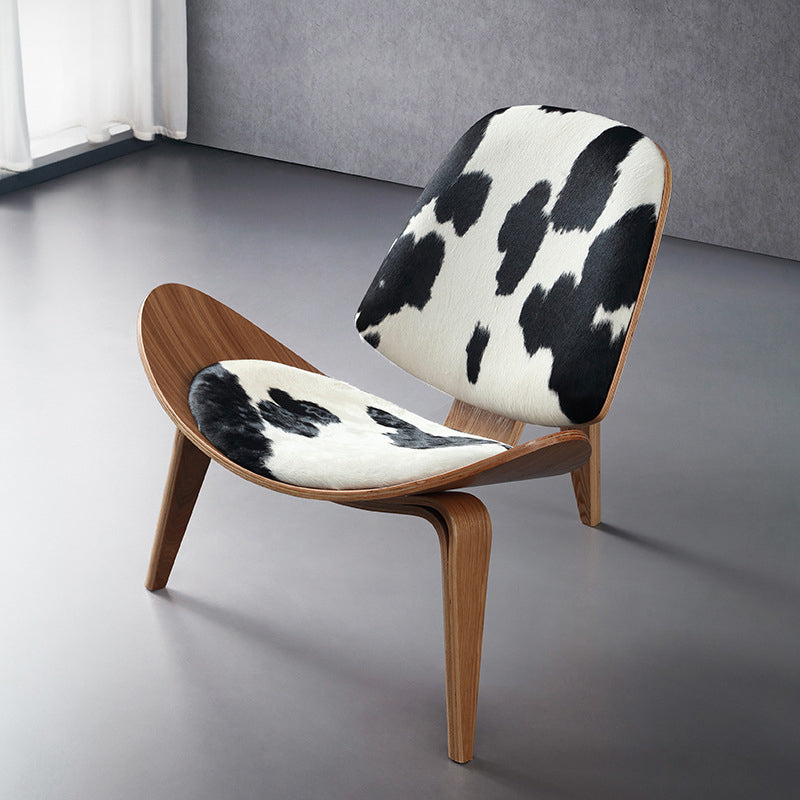 Armless Chair 36.2" L X31.4"W X29.9"HSolid Wood Frame Chair for Living Room Natural Wood Genuine Leather Black White Clearhalo 'Accent Chairs' 'accent_chairs' 'Chairs & Seating' 'Furniture' 'furniture_accent_chairs' 'Living Room Furniture' 5022895