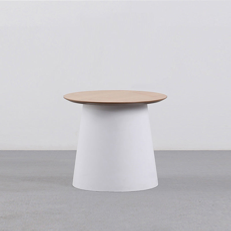 Pedestal Base Design Cocktail Table RoundSolid Wood/acrylic Top Coffee Table 20"L x 20"W x 16.5"H Wood White Clearhalo 'Coffee & Accent Tables' 'Coffee Tables' 'coffee_tables' 'furn' 'furn_coffee_tables' 'Furniture' 'furniture_coffee_tables' 'Living Room Furniture' 5022925