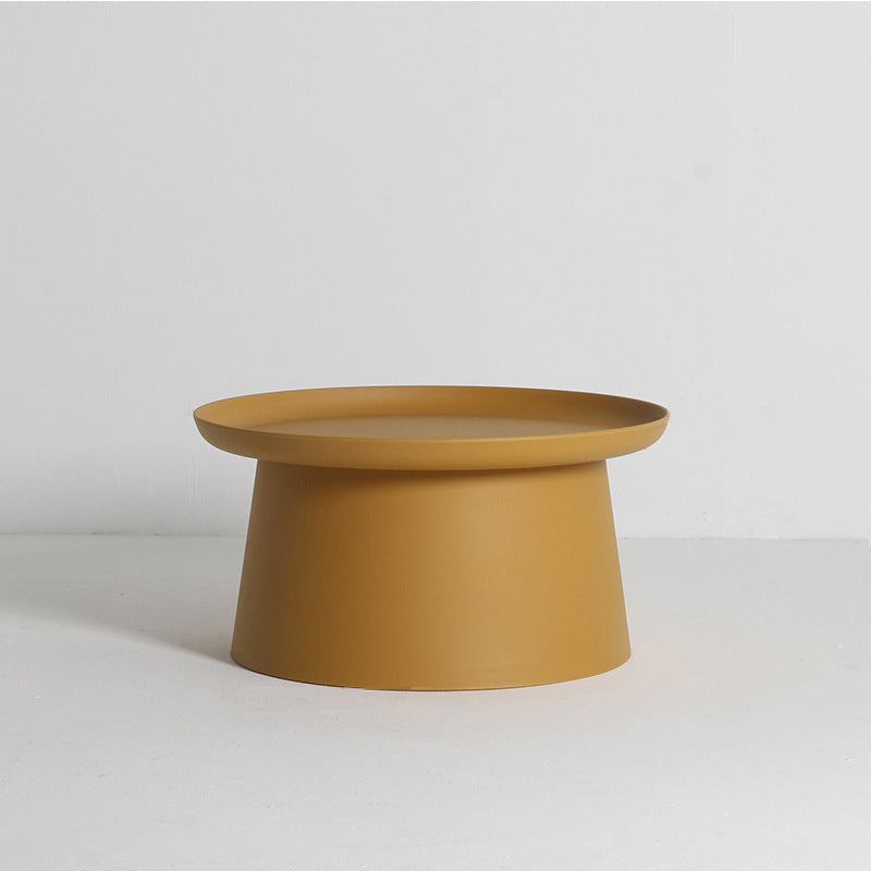 Pedestal Base Design Cocktail Table RoundSolid Wood/acrylic Top Coffee Table 27.5"L x 27.5"W x 16.5"H Plastic Acrylic Yellow Clearhalo 'Coffee & Accent Tables' 'Coffee Tables' 'coffee_tables' 'furn' 'furn_coffee_tables' 'Furniture' 'furniture_coffee_tables' 'Living Room Furniture' 5022936