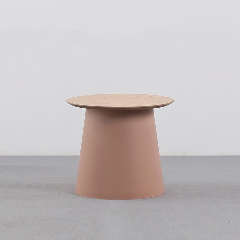 Pedestal Base Design Cocktail Table RoundSolid Wood/acrylic Top Coffee Table 20"L x 20"W x 16.5"H Wood Pink Clearhalo 'Coffee & Accent Tables' 'Coffee Tables' 'coffee_tables' 'furn' 'furn_coffee_tables' 'Furniture' 'furniture_coffee_tables' 'Living Room Furniture' 5022944