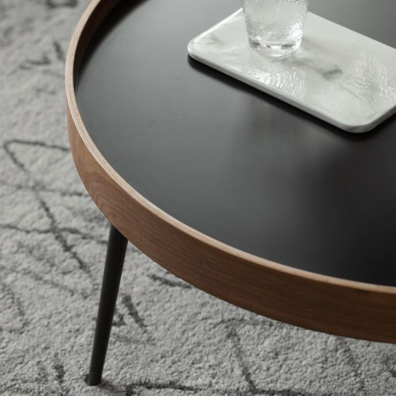 French Country Style Cocktail Table Walnut/black Solid Wood Round Coffee Table Clearhalo 'Coffee & Accent Tables' 'Coffee Tables' 'coffee_tables' 'furn' 'furn_coffee_tables' 'Furniture' 'furniture_coffee_tables' 'Living Room Furniture' 5022961