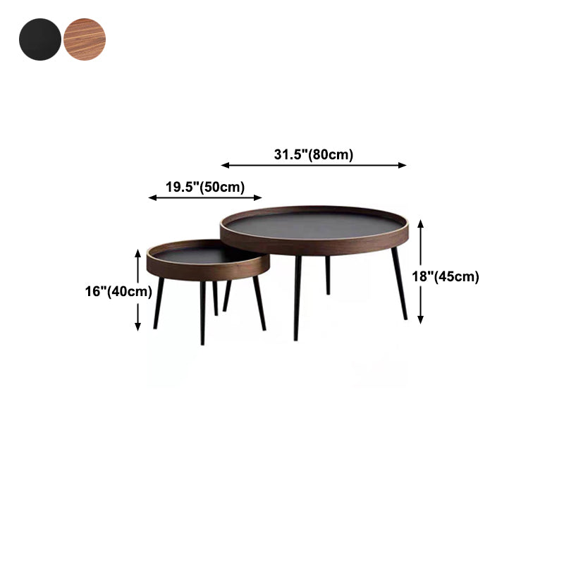 French Country Style Cocktail Table Walnut/black Solid Wood Round Coffee Table Clearhalo 'Coffee & Accent Tables' 'Coffee Tables' 'coffee_tables' 'furn' 'furn_coffee_tables' 'Furniture' 'furniture_coffee_tables' 'Living Room Furniture' 5022966