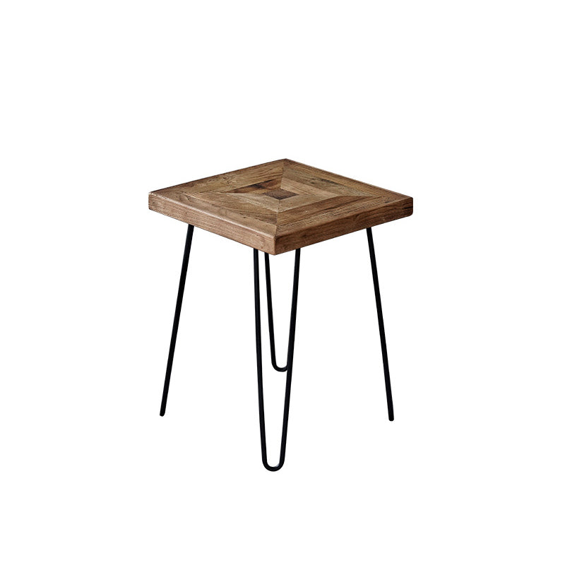 Mid-century Modern Cocktail Table Brown Elm Wood Top Metal Base Round/square Coffee Table 16"L x 16"W x 20.5"H Square Clearhalo 'Coffee & Accent Tables' 'Coffee Tables' 'coffee_tables' 'furn' 'furn_coffee_tables' 'Furniture' 'furniture_coffee_tables' 'Living Room Furniture' 5022999