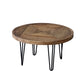 Mid-century Modern Cocktail Table Brown Elm Wood Top Metal Base Round/square Coffee Table 28"L x 28"W x 16"H Round Clearhalo 'Coffee & Accent Tables' 'Coffee Tables' 'coffee_tables' 'furn' 'furn_coffee_tables' 'Furniture' 'furniture_coffee_tables' 'Living Room Furniture' 5023007