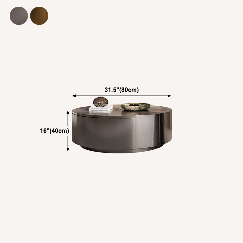 Mid-century Modern Cocktail Table Grey/gold Metal Round Coffee Table Clearhalo 'Coffee & Accent Tables' 'Coffee Tables' 'coffee_tables' 'furn' 'furn_coffee_tables' 'Furniture' 'furniture_coffee_tables' 'Living Room Furniture' 5023022