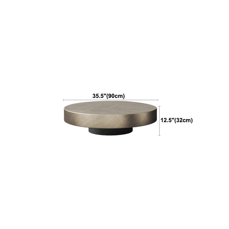 Block Base Design Cocktail Table Gold Metal Top Black Base Round Coffee Table Clearhalo 'Coffee & Accent Tables' 'Coffee Tables' 'coffee_tables' 'furn' 'furn_coffee_tables' 'Furniture' 'furniture_coffee_tables' 'Living Room Furniture' 5023040