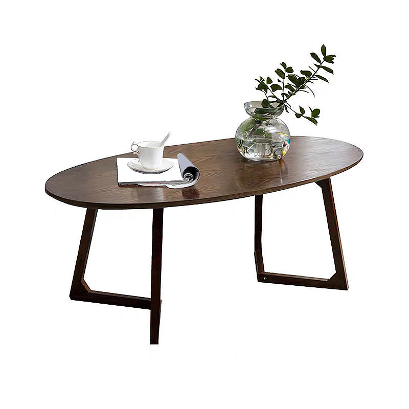 Sleigh-like Base Design Cocktail Table Wood/walnut/white Rubber Wood Coffee Table Walnut 24"H x 47"L x 24"W Oval Clearhalo 'Coffee & Accent Tables' 'Coffee Tables' 'coffee_tables' 'Furniture' 'furniture_coffee_tables' 'Living Room Furniture' 5023056