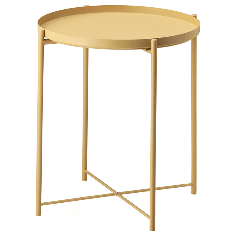 4 Legs Base Design Cocktail Table Multi-color Selection of Metal Iron Round Coffee Table Yellow Clearhalo 'Coffee & Accent Tables' 'Coffee Tables' 'coffee_tables' 'furn' 'furn_coffee_tables' 'Furniture' 'furniture_coffee_tables' 'Living Room Furniture' 5023066