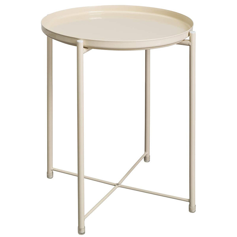 4 Legs Base Design Cocktail Table Multi-color Selection of Metal Iron Round Coffee Table Beige Clearhalo 'Coffee & Accent Tables' 'Coffee Tables' 'coffee_tables' 'furn' 'furn_coffee_tables' 'Furniture' 'furniture_coffee_tables' 'Living Room Furniture' 5023075