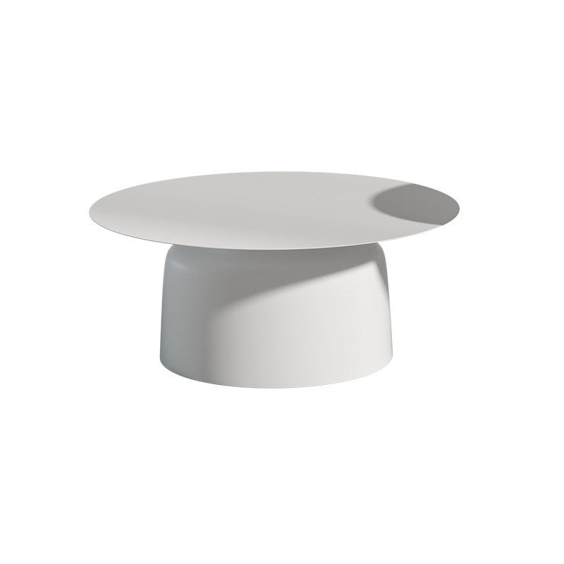 Pedestal Design Cocktail Table White/black Iron Round Coffee Table 31.5"L x 31.5"W x 16"H White Clearhalo 'Coffee & Accent Tables' 'Coffee Tables' 'coffee_tables' 'furn' 'furn_coffee_tables' 'Furniture' 'furniture_coffee_tables' 'Living Room Furniture' 5023100