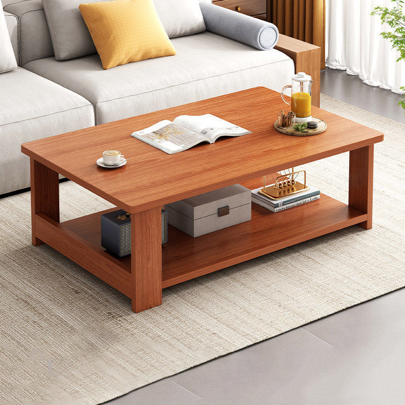 4 Legs Rectangular Coffee Table Made of Solid Wood in Wood/white/brown/gray Cocktail Table Brown Clearhalo 'Coffee & Accent Tables' 'Coffee Tables' 'coffee_tables' 'Furniture' 'furniture_coffee_tables' 'Living Room Furniture' 5023127