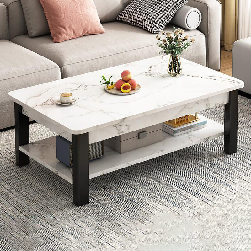 4 Legs Rectangular Coffee Table Made of Solid Wood in Wood/white/brown/gray Cocktail Table Off-White Clearhalo 'Coffee & Accent Tables' 'Coffee Tables' 'coffee_tables' 'Furniture' 'furniture_coffee_tables' 'Living Room Furniture' 5023131