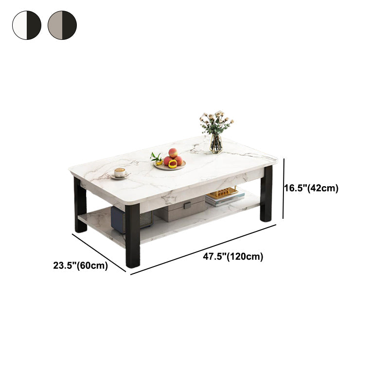 4 Legs Rectangular Coffee Table Made of Solid Wood in Wood/white/brown/gray Cocktail Table Clearhalo 'Coffee & Accent Tables' 'Coffee Tables' 'coffee_tables' 'Furniture' 'furniture_coffee_tables' 'Living Room Furniture' 5023141