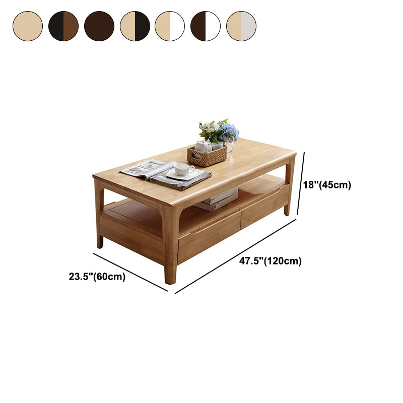 4 Legs Rectangular Coffee Table Made of Solid Wood/black/walnut/white Cocktail Table Clearhalo 'Coffee & Accent Tables' 'Coffee Tables' 'coffee_tables' 'furn' 'furn_coffee_tables' 'Furniture' 'furniture_coffee_tables' 'Living Room Furniture' 5023156