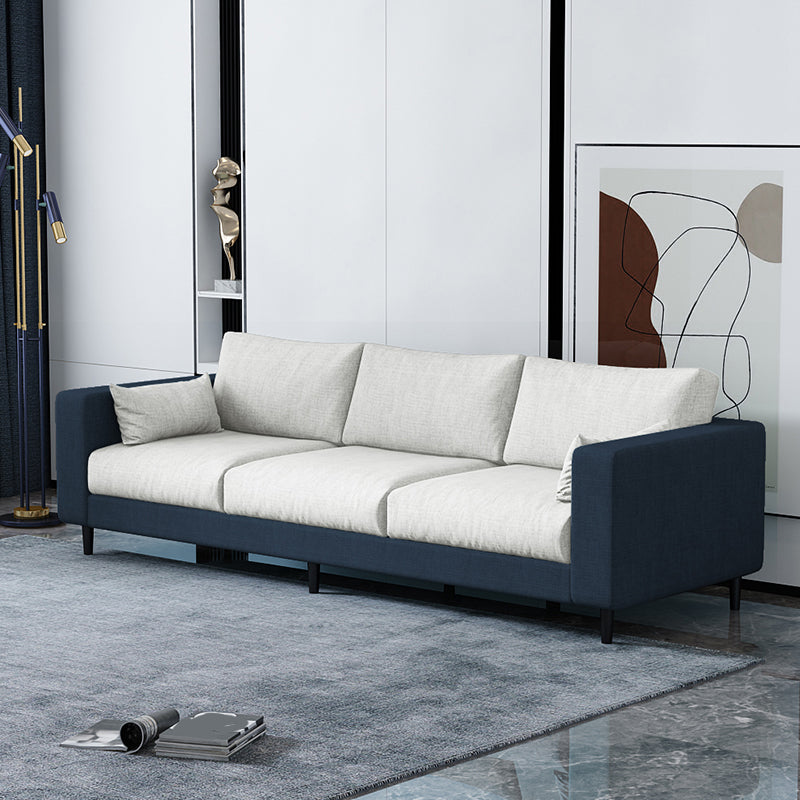 29.53"H Linen Square Arm Modern Sofa with Loose Back for Living Room, Apartment Dark Gray-White Linen Blend Clearhalo 'furn' 'furn_sofas' 'Furniture' 'furniture_sofas' 'Living Room Furniture' 'Sofa' 'sofas' 5023163
