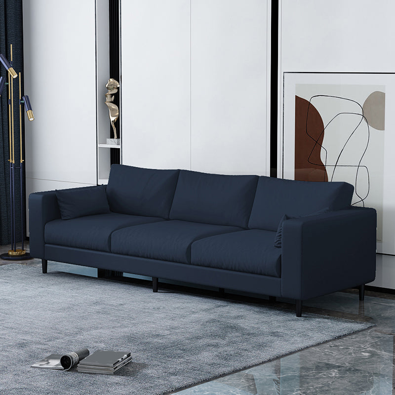 29.53"H Linen Square Arm Modern Sofa with Loose Back for Living Room, Apartment Dark Gray Faux Leather Clearhalo 'furn' 'furn_sofas' 'Furniture' 'furniture_sofas' 'Living Room Furniture' 'Sofa' 'sofas' 5023170