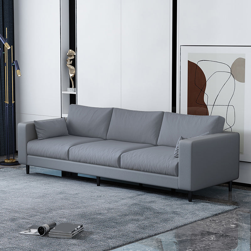 29.53"H Linen Square Arm Modern Sofa with Loose Back for Living Room, Apartment Light Gray Faux Leather Clearhalo 'furn' 'furn_sofas' 'Furniture' 'furniture_sofas' 'Living Room Furniture' 'Sofa' 'sofas' 5023172