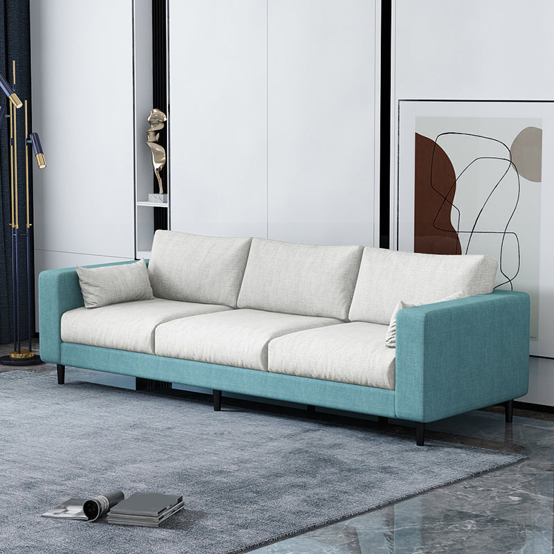 29.53"H Linen Square Arm Modern Sofa with Loose Back for Living Room, Apartment Green-White Linen Blend Clearhalo 'furn' 'furn_sofas' 'Furniture' 'furniture_sofas' 'Living Room Furniture' 'Sofa' 'sofas' 5023173